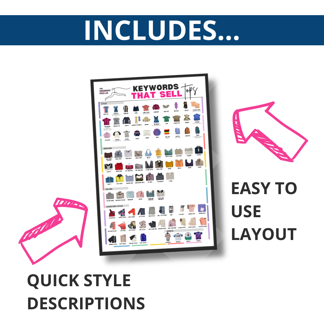 KEYWORDS THAT SELL POSTER | TOPS - REFERENCE FOR CLOTHING RESELLERS