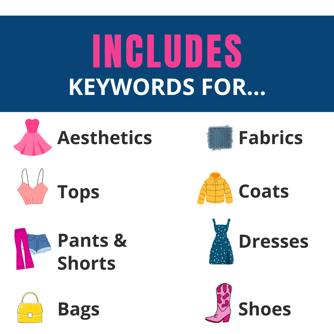 COMPLETE BUNDLE! KEYWORDS THAT SELL POSTERS - REFERENCE FOR CLOTHING RESELLERS