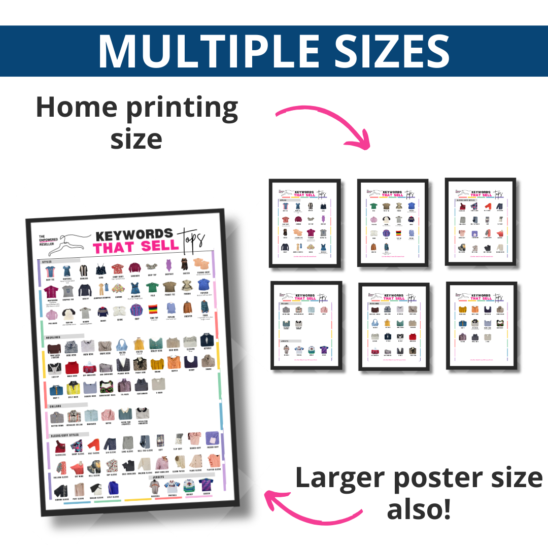 KEYWORDS THAT SELL POSTER | TOPS - REFERENCE FOR CLOTHING RESELLERS